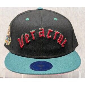 New Veracruz Azules Hat Black Green NLB Ebbets Field Flannels Fitted Size 8